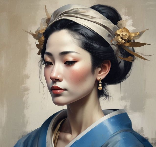 Porträt einer Geisha, japanische Frau. von J.a Dijkstra