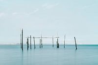 Photo minimaliste de la mer avec des filets à anguilles