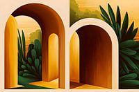 Vintage Arch Garden Architecture Landscape Mid-Century Modern Bauhaus