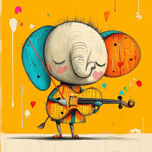 A Musical Elephant in Cheerful Colours by Karina Brouwer