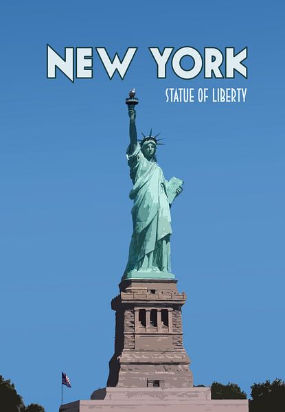 Vintage-Poster Freiheitsstatue, New York von Discover Dutch Nature