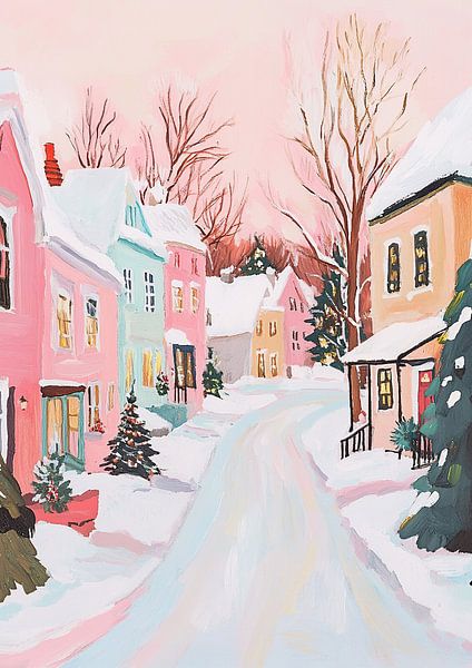 Pastellfarbenes Weihnachtsdorf von Wunderbare Kunst
