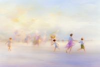 Pastel strand schilderij – Kids in Watercolor Wonderland