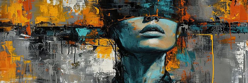 Portrait moderne | Contraste turquoise par Art Merveilleux