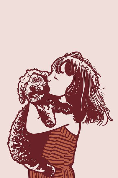 Fille avec son chien par Jansje Kamphuis