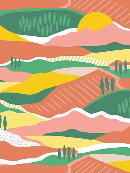 Sommer in der Toskana - abstrakte Landschaft von Karin van der Vegt