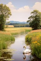 Schwan in holländischer Landschaft
