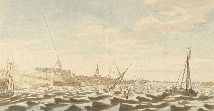 Blick auf Nijmegen von der Waal aus, Martinus Berkenboom von Meisterhafte Meister