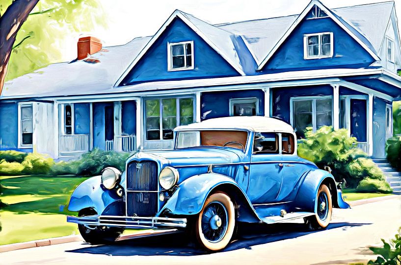 Blauer Oldtimer 1930er Jahre von DeVerviersBelgium