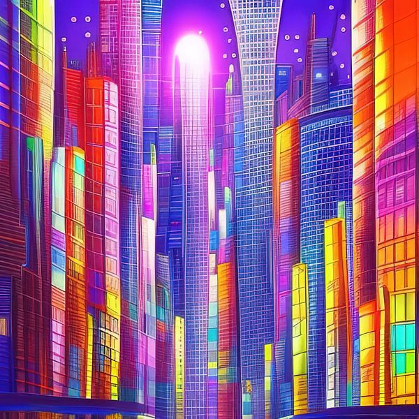 A futuristic colourful cityscape 4 by Leo Luijten