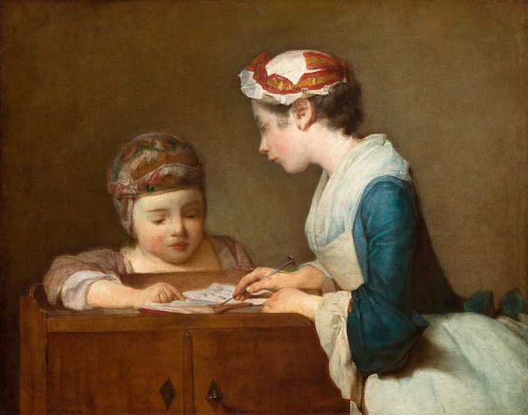 The Little Schoolmistress, Jean-Baptiste Siméon Chardin by Masterful Masters