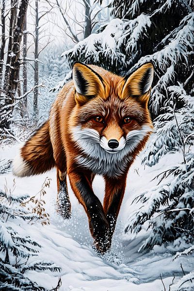 Fuchs in einer Winterlandschaft von Imperial Art House