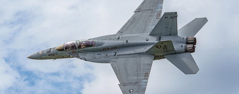 Flyby U.S. Navy F-18 Rhino Demo Team. by Jaap van den Berg