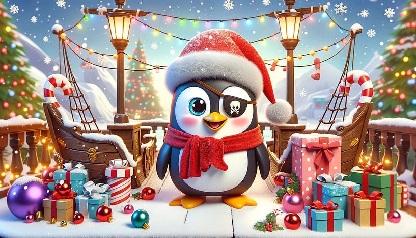 Un pingouin festif accueille la période de Noël par artefacti