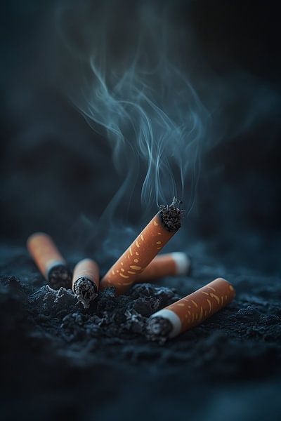 Sigaretten in rook en as - Duisternis van Poster Art Shop