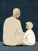 Quiet Moments - Minimalist Father and Son Wall Art (Art mural minimaliste pour père et fils)