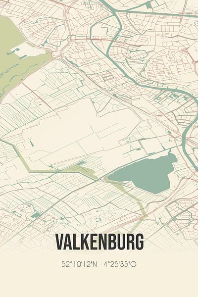 Vieille carte de Valkenburg (Hollande du Sud) par Affiches de lieux