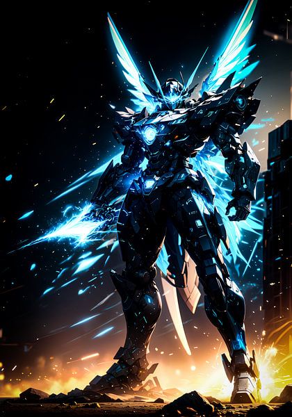 Blauer metallischer Roboter Sci Fi von Ruzerin