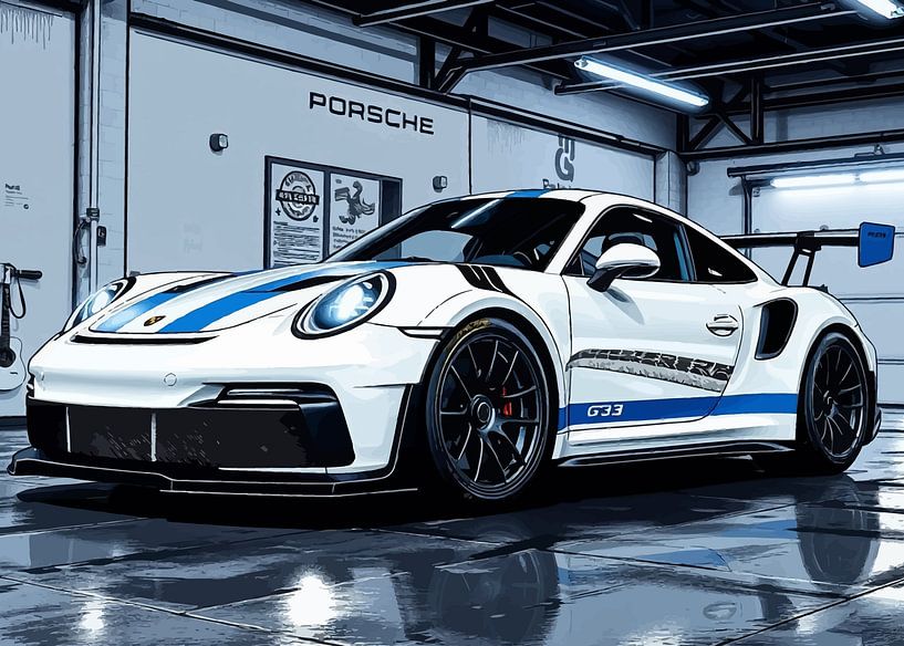 Porsche 911 GT3 RS White Blue by MIROKKU