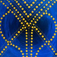 Blau malen gelbe Punkte