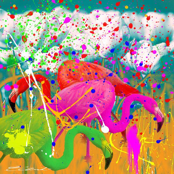 Flamingo von Nicky - digital mixed media art