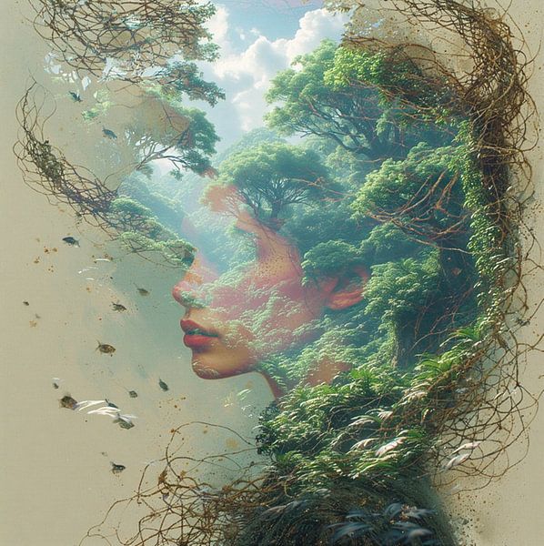 A portrait of a young woman mother earth nature. by J.a Dijkstra