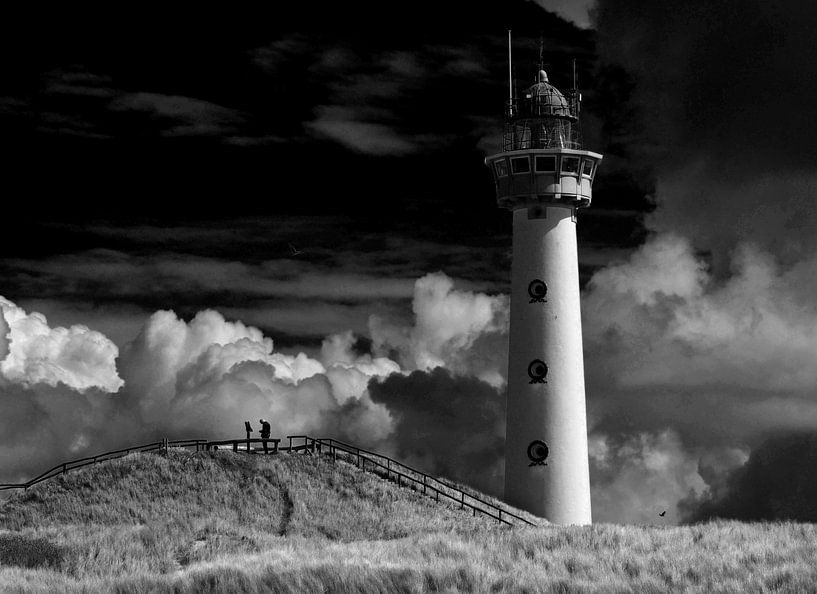 Vuurtoren Egmond aan Zee in zwart wit van Jackie Fotografie