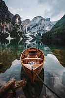 Boat on the lake in the mountains