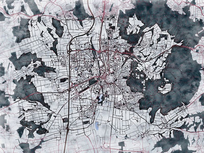 Map of Göttingen with the style 'White Winter' by Maporia