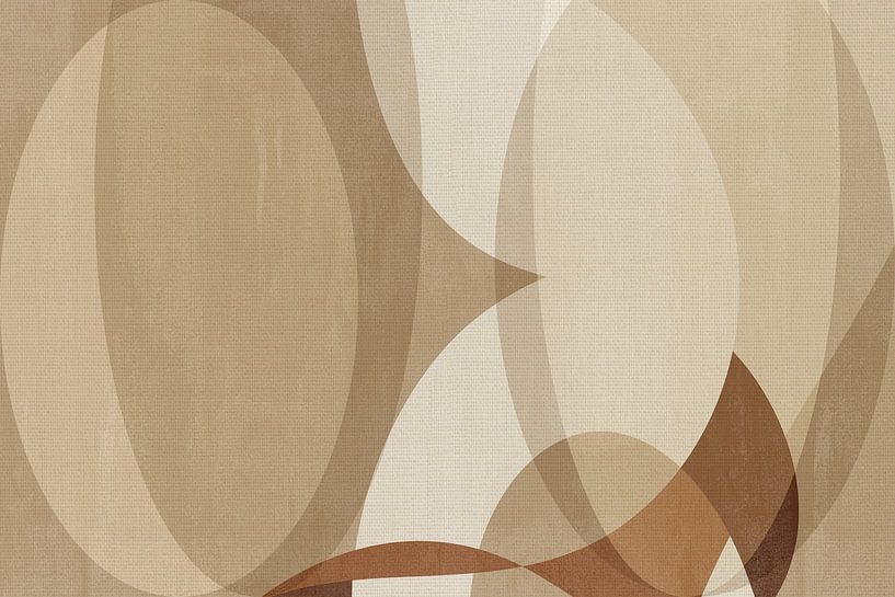 Abstrakte geometrische und organische Formen in braunen Farben von Abstrakte minimalistische Kunst