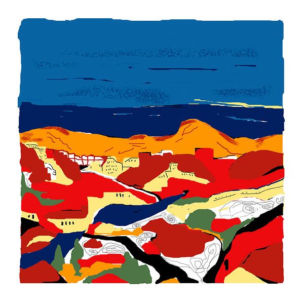 Silkscreen art in color of Aloizana in Spain by Marianne van der Zee