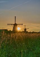 Moulins à vent au coucher du soleil