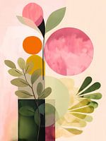 Botanical Abstract Green Pink