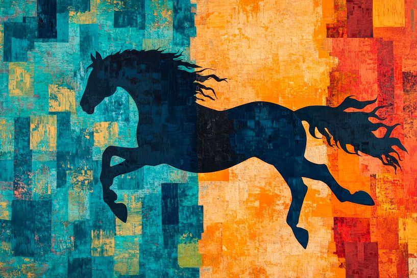 Horse silhouette in vibrant colours by Poster Art Shop