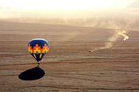 Hot air balloon in desert