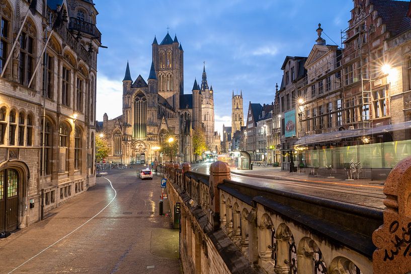 Ghent with sunrise by Marcel Derweduwen