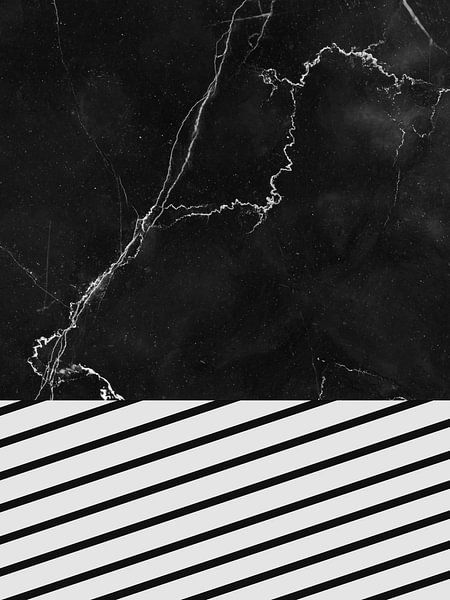 BLACK MARBLE WITH DOGWOOD STRIPES no2 van Pia Schneider