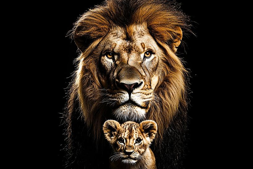 Impressive lion with cub by Imperial Art House