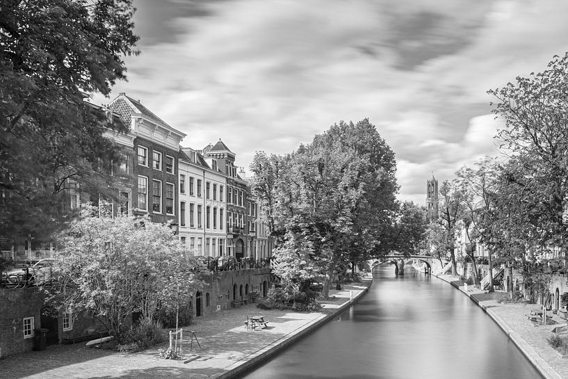 Houses along the Oude Gracht with a view of the Dom of Utrecht by Michel Geluk