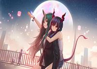 Filles d'anime avec des cornes de démon