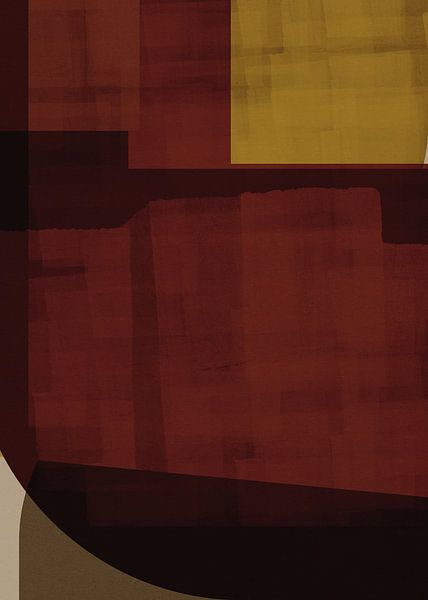 Formes abstraites modernes en brun rouille et jaune moutarde atténué no. 2 par Dina Dankers