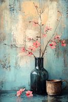 Rosa Kirschblüte in Türkis