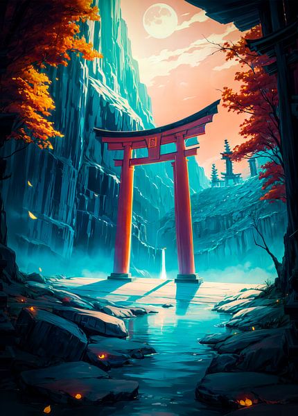 Moonlit Torii Gate Anime by Ruzerin