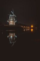 Moulins à vent illuminés à Dokkum