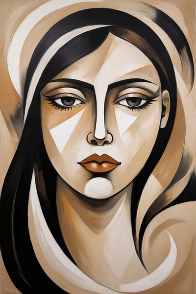 Ornate portrait woman with beige by Art & Soul Creations