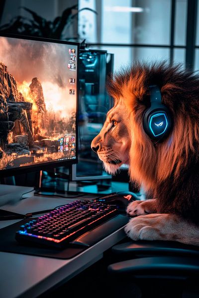 Computergame leeuw van Poster Art Shop