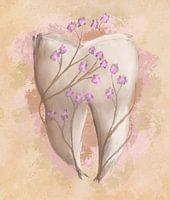 Zahn & Blumen Gemälde für Zahnärzte, Zahnmedizinische Fachangestellte. Zahnarztpraxis Dekoration.