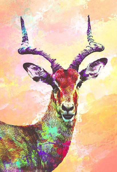 Gazelles Abstract in Orange / Yellow Colours by Art By Dominic