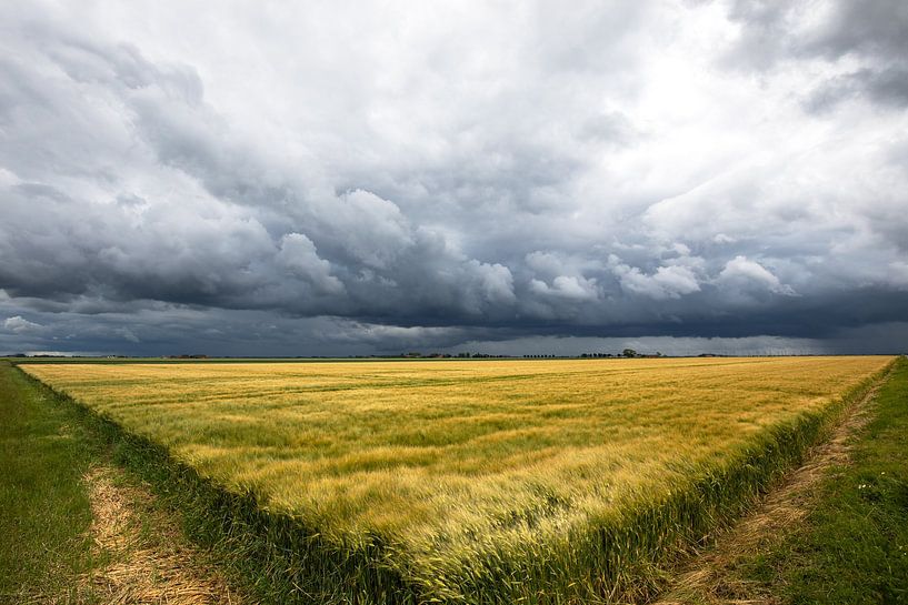 Bedrohlicher Himmel über der Landschaft von Groningen von Peter Kuipers