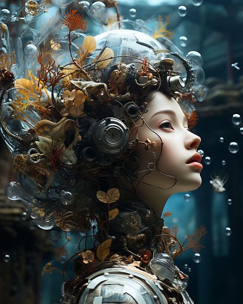 Surrealistisches Porträt &quot;Outta space&quot; von Carla Van Iersel